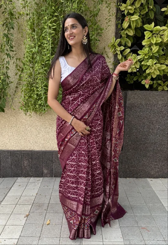 Women Party Wear Bandhani Printed Candy Cotton silk Saree with Un Stitched Blouse Pastel Color Blouse Women Party Wear Bandhani Printed Candy Cotton silk Saree with Un Stitched Blouse Pastel Color Blouse