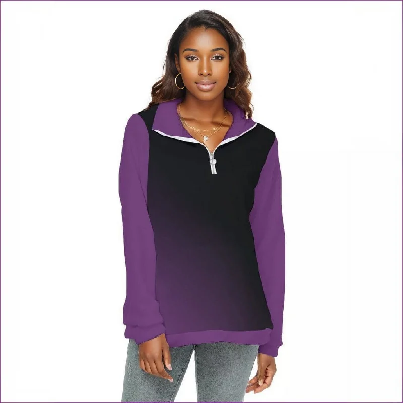 Fade Womens Borg Sweatshirt With Half Zip Oversized Hoodie Comfort Casual