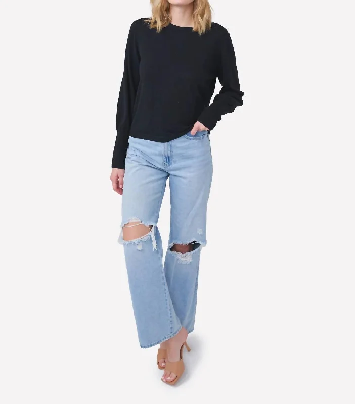 Zig Zag Stitch Bijou Knitwear Sweater In Black Welt Pockets Slit Pockets Flap Pockets