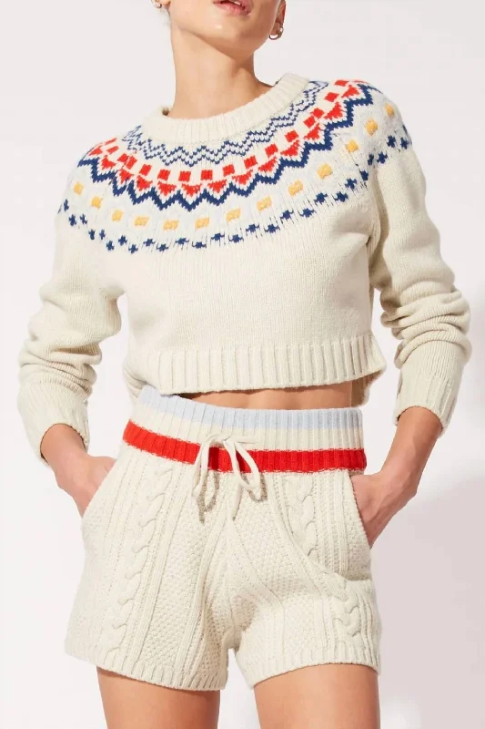 Carley Sweater In Ivory Multi Slim Fit Regular Fit Oversized