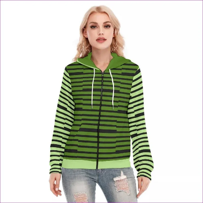 Striped Women's Long Sleeve Hoodie With Zipper Hoodie with Embroidery Detailed Premium Striped Women's Long Sleeve Hoodie With Zipper Hoodie with Embroidery Detailed Premium