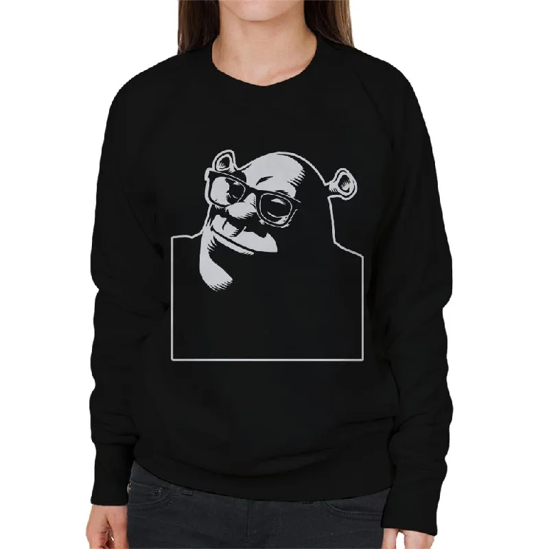Shrek Wearing Glasses Silhouette Women's Sweatshirt Hoodie with Illustration Artistic Creative Shrek Wearing Glasses Silhouette Women's Sweatshirt Hoodie with Illustration Artistic Creative