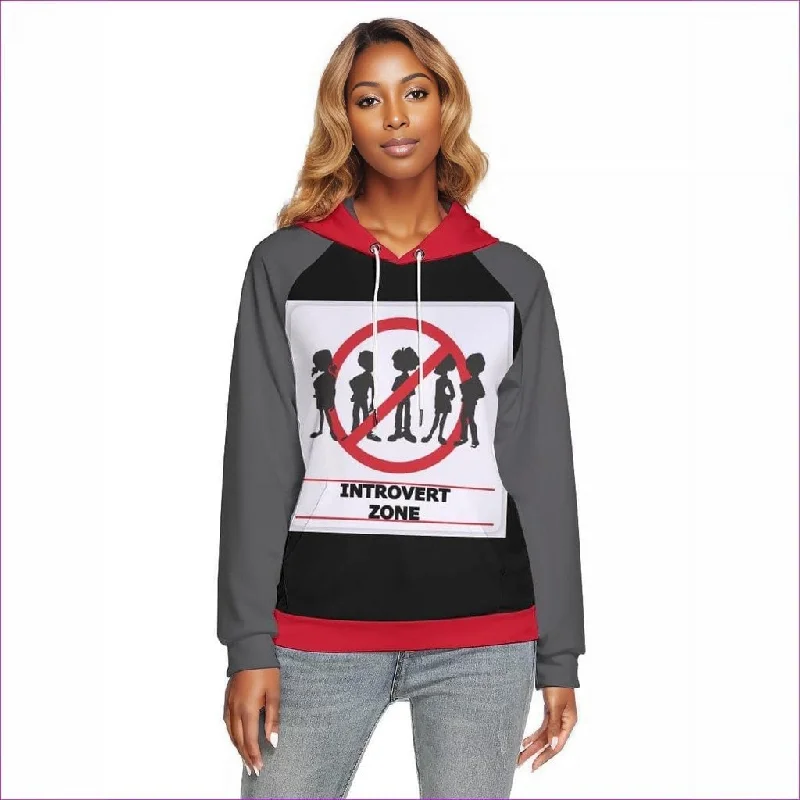Introvert Zone Womens Raglan Hoodie Hoodie with Applique Textured Unique