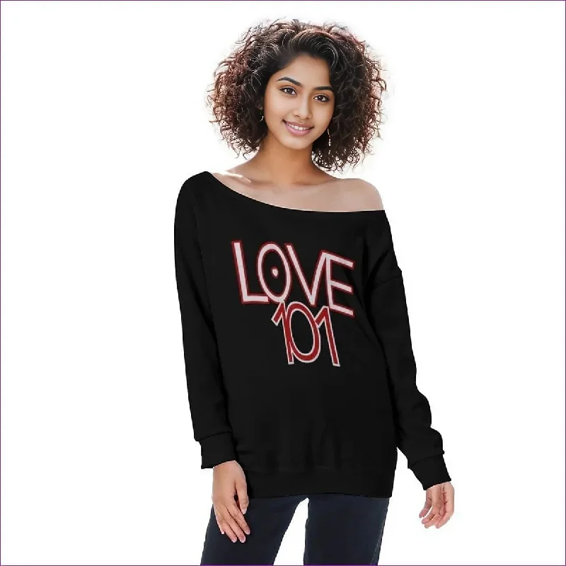 Love 101 Womens Off Shoulder Sweatshirt Hoodie with Ribbed Neckline Snug Warm