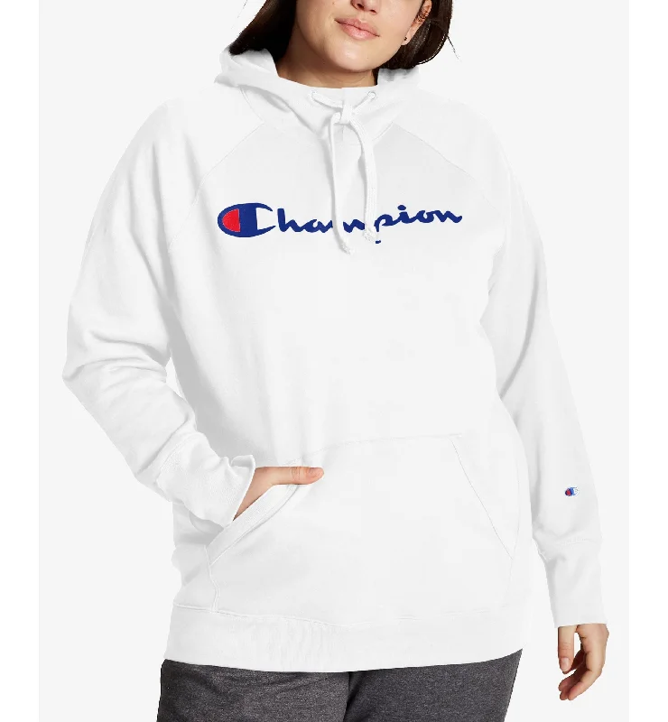 Champion Powerblend Plus Size Logo Hoodie Hoodie with Stripes Bold Sporty