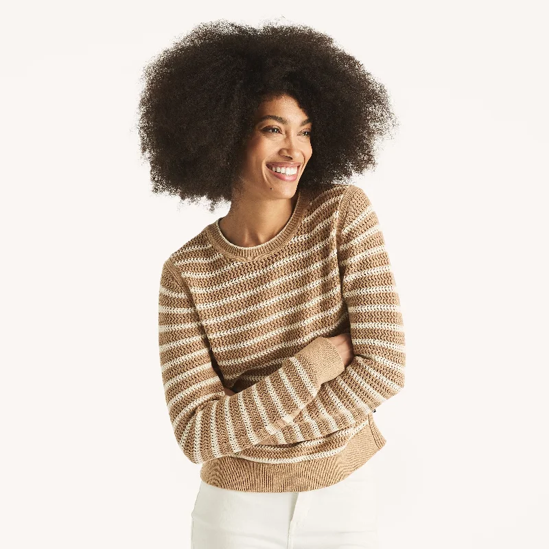 Nautica Womens Striped Crewneck Sweater Open Front Closed Front Wrap Front