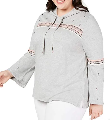 Plus Size Cotton Embroidered Hoodie Hoodie with Typography Text Message