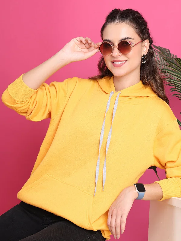 VimaL Jonney Regular Fit Yellow Solid Hoodie For Women Hoodie with Fur Luxurious Winter VimaL Jonney Regular Fit Yellow Solid Hoodie For Women Hoodie with Fur Luxurious Winter