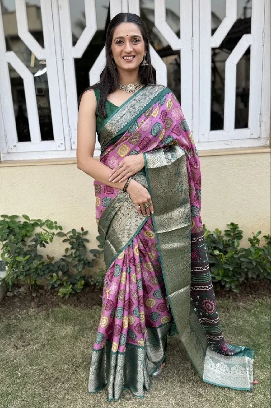 Women Party Wear Printed Dhola Silk Saree with Un Stitched Blouse Office-Ready Blouse Women Party Wear Printed Dhola Silk Saree with Un Stitched Blouse Office-Ready Blouse