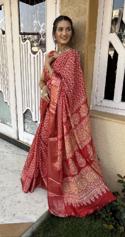 Women Party Wear Printed Dhola Silk Saree with Un Stitched Blouse Embellished Collar Blouse Women Party Wear Printed Dhola Silk Saree with Un Stitched Blouse Embellished Collar Blouse