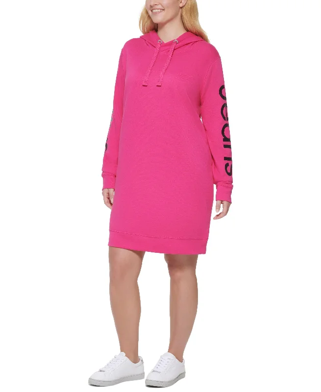 Calvin Klein Jeans Trendy Plus Size Logo Hoodie Dress Hoodie with Drop Shoulder Relaxed Streetwear