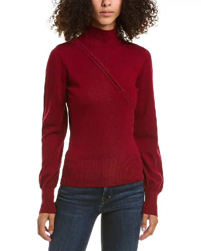 Nicholas Karima Wool-Blend Sweater Solid Color Striped Floral Print