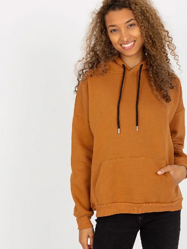 Sweatshirt Rue Paris Hoodie with Hem Frayed Vintage Worn