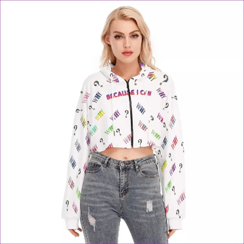 Because I Can Womens Cropped Hoodie With Zipper Closure Hoodie with Half-Zip Sporty Casual Because I Can Womens Cropped Hoodie With Zipper Closure Hoodie with Half-Zip Sporty Casual