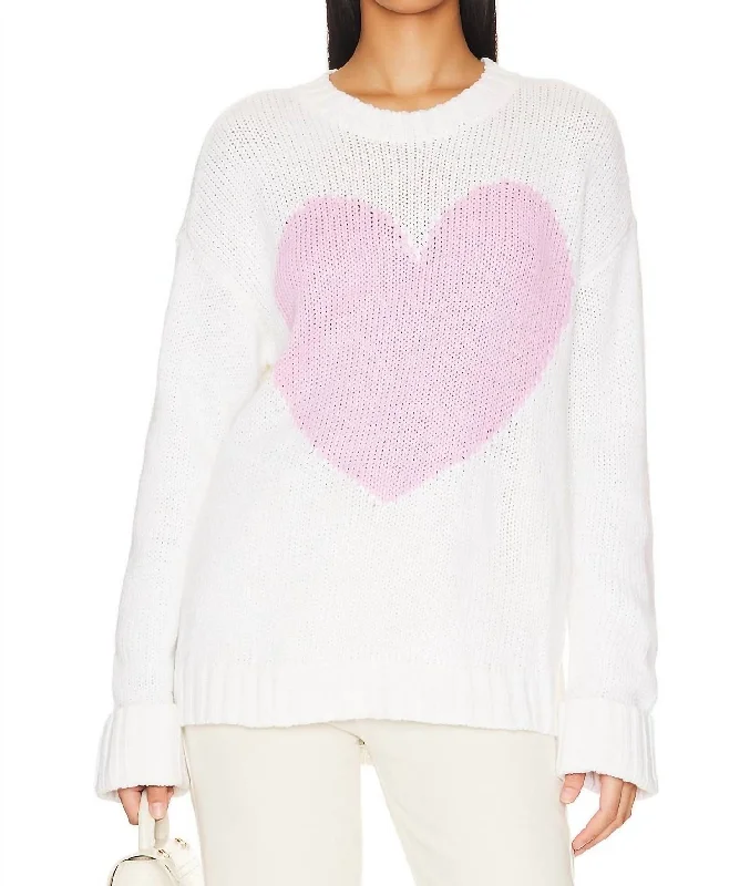 Sweetheart Sweater In Pink Heart Bright Pastel Dark