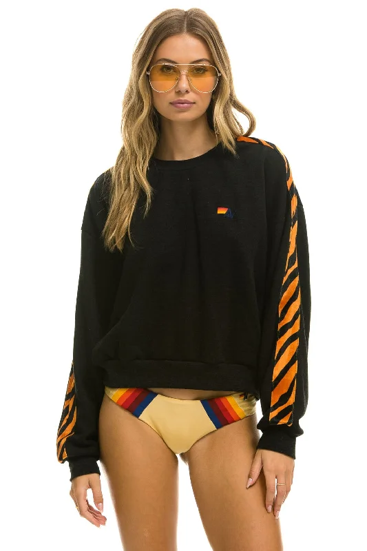 TIGER STRIPE RELAXED FIT CREW SWEATSHIRT - BLACK // TIGER Hoodie with Pastel Soft Subtle TIGER STRIPE RELAXED FIT CREW SWEATSHIRT - BLACK // TIGER Hoodie with Pastel Soft Subtle