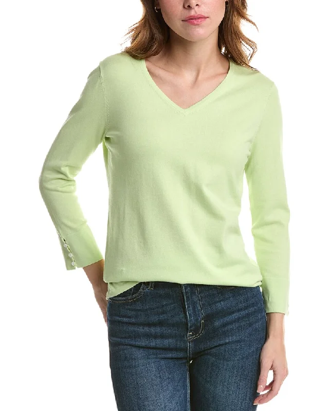 Edinburgh Knitwear Classic V-Neck Sweater Polka Dot Checkered Tartan
