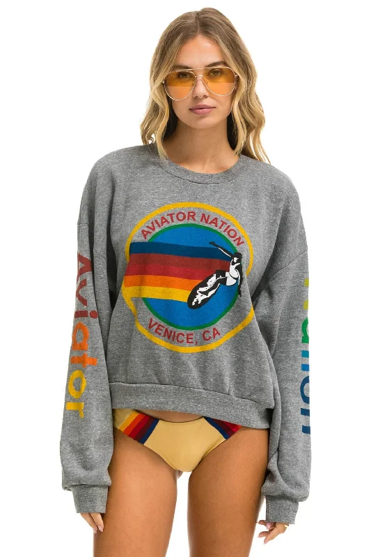 AVIATOR NATION RELAXED CREW SWEATSHIRT - HEATHER GREY Hoodie with Fur Luxurious Winter AVIATOR NATION RELAXED CREW SWEATSHIRT - HEATHER GREY Hoodie with Fur Luxurious Winter