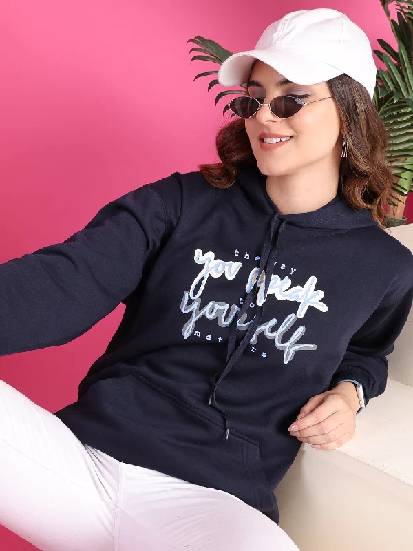 VimaL Jonney Regular Fit Blue Printed Hoodie For Women Hoodie with Drawstring Waist Adjustable Fitted VimaL Jonney Regular Fit Blue Printed Hoodie For Women Hoodie with Drawstring Waist Adjustable Fitted