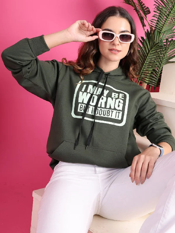 VimaL Jonney Regular Fit Green Printed Hoodie For Women Hoodie with Applique Textured Unique VimaL Jonney Regular Fit Green Printed Hoodie For Women Hoodie with Applique Textured Unique