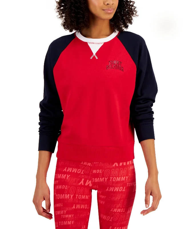 Women's Colorblocked Crewneck Sweatshirt Hoodie with Half-Zip Sporty Casual