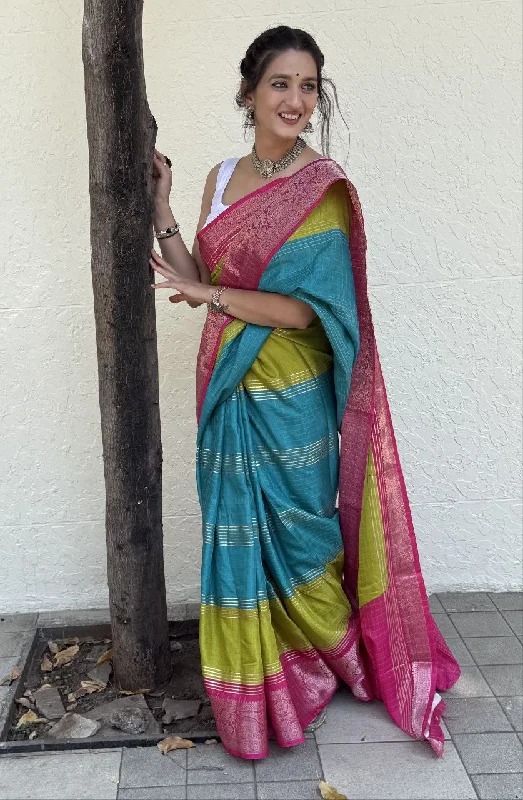 Women Party Wear Foil Chex Printed Dhola Silk Saree with Un Stitched Blouse Pleated Collar Blouse Women Party Wear Foil Chex Printed Dhola Silk Saree with Un Stitched Blouse Pleated Collar Blouse