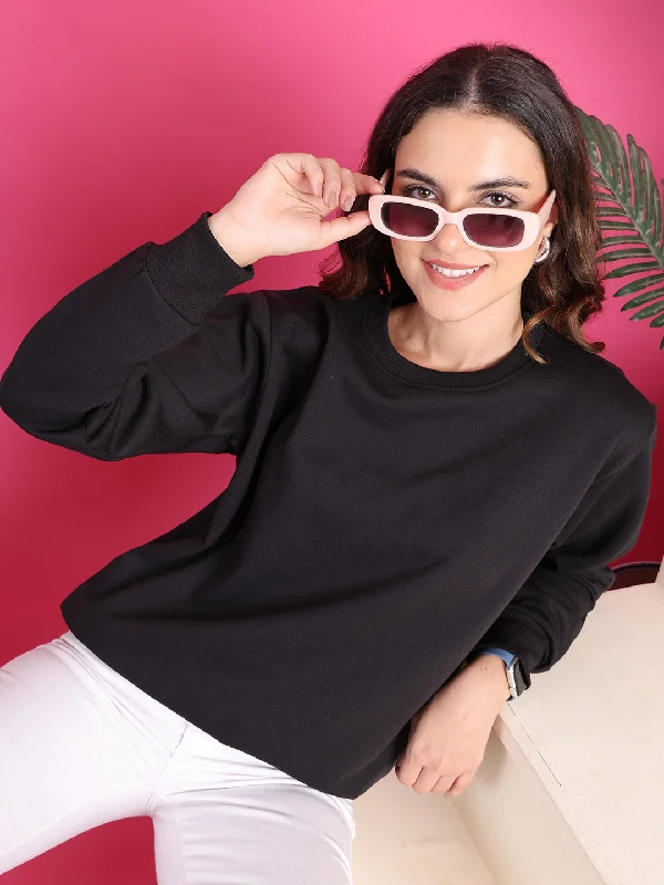 VimaL Jonney Regular Fit Black Solid Sweatshirt For Women Hoodie with Elastic Cuffs Stretchable Comfortable VimaL Jonney Regular Fit Black Solid Sweatshirt For Women Hoodie with Elastic Cuffs Stretchable Comfortable