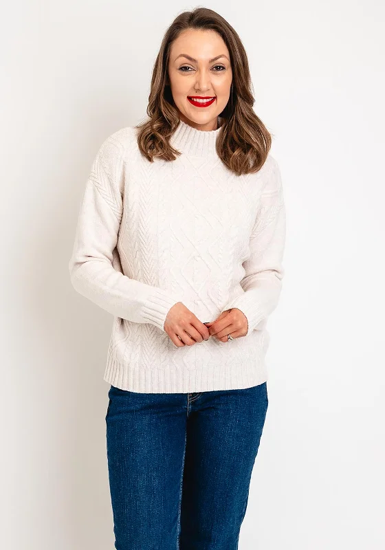 Street One Cable Knit Jumper, Whisper Crean Melange Terry Terry Cloth Terry Knit