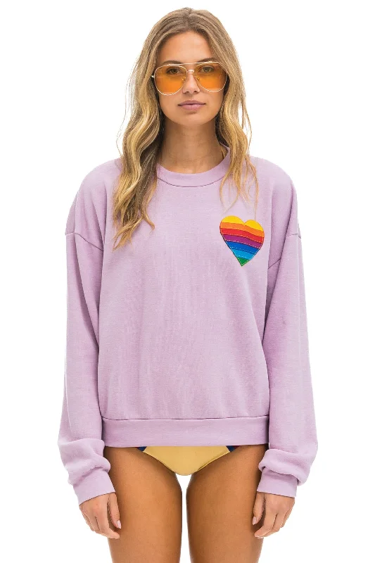 RAINBOW HEART STITCH RELAXED CREW SWEATSHIRT - MAUVE Hoodie with Strings Custom Fit Adjustable RAINBOW HEART STITCH RELAXED CREW SWEATSHIRT - MAUVE Hoodie with Strings Custom Fit Adjustable