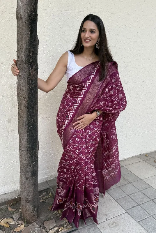Women Party Wear Bandhej Print Pure Candy Cotton Silk Saree with Un Stitched Blouse Pleated Collar Blouse Women Party Wear Bandhej Print Pure Candy Cotton Silk Saree with Un Stitched Blouse Pleated Collar Blouse