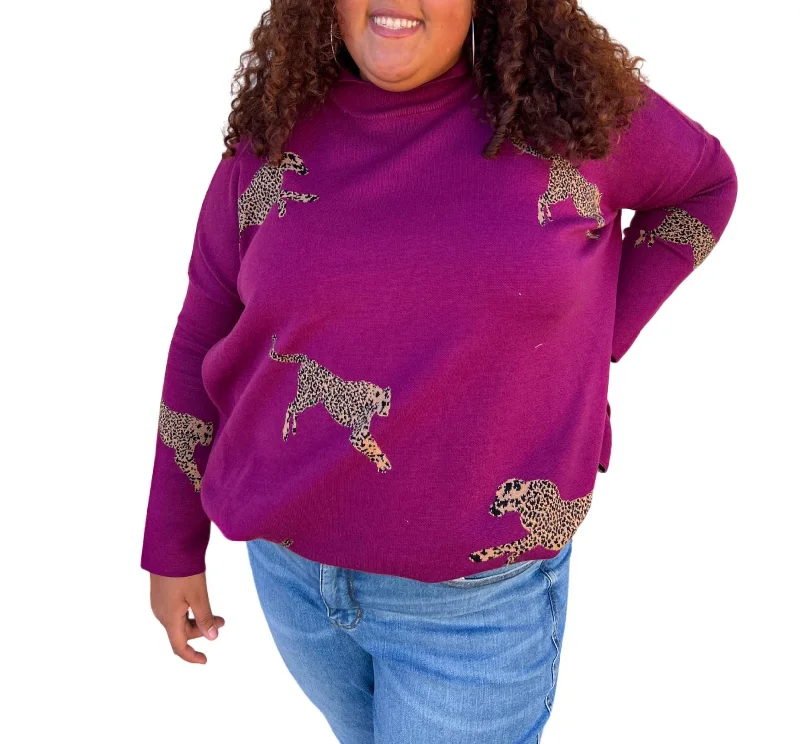 Annie Mock Neck Long Sleeve Sweater Top - Plus In Plum Spandex Blend Rayon Blend Denim Blend Annie Mock Neck Long Sleeve Sweater Top - Plus In Plum Spandex Blend Rayon Blend Denim Blend