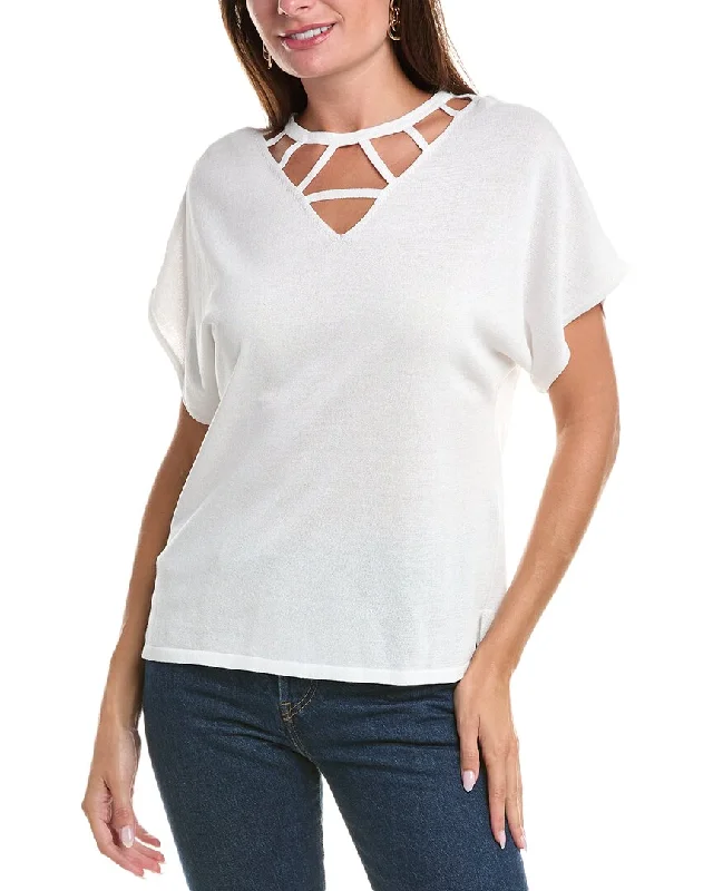Joseph Ribkoff Cutout Sweater Jersey Fabric Tulle Fabric Batik Fabric