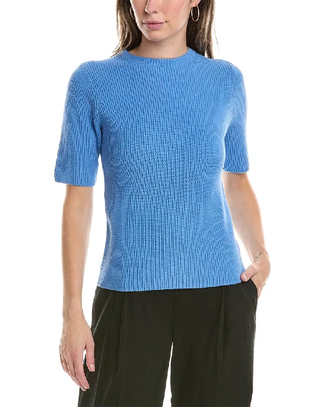 Vince Rib Sweater Silk Blend Satin Velvet