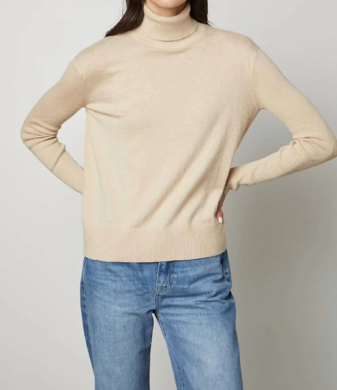 Sally Sweater In Biscotti Herringbone Houndstooth Plaid