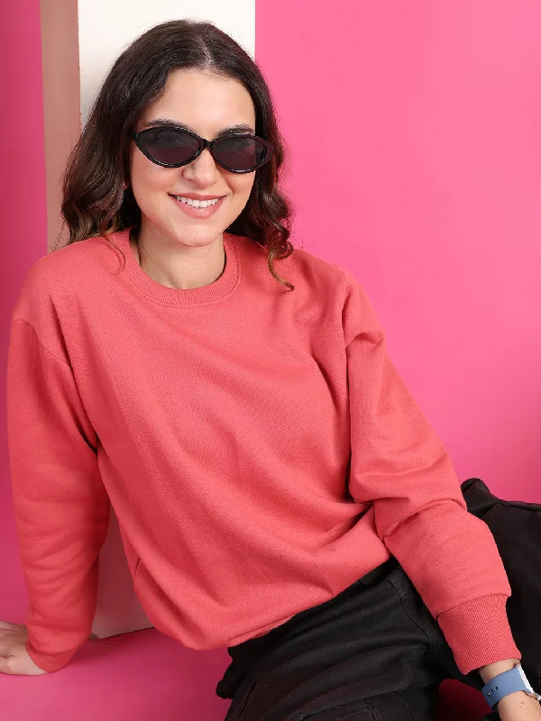 VimaL Jonney Regular Fit Pink Solid Sweatshirt For Women Cotton Hoodie Fleece Lining Warmth VimaL Jonney Regular Fit Pink Solid Sweatshirt For Women Cotton Hoodie Fleece Lining Warmth