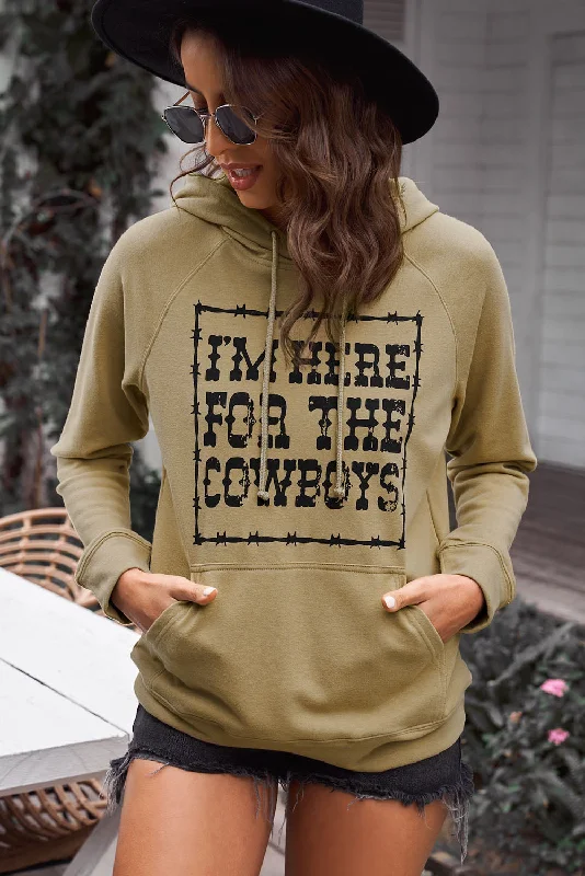 Letter Graphic Hoodie with Kangaroo Pocket Hoodie with Cuffed Sleeves Snug Secure