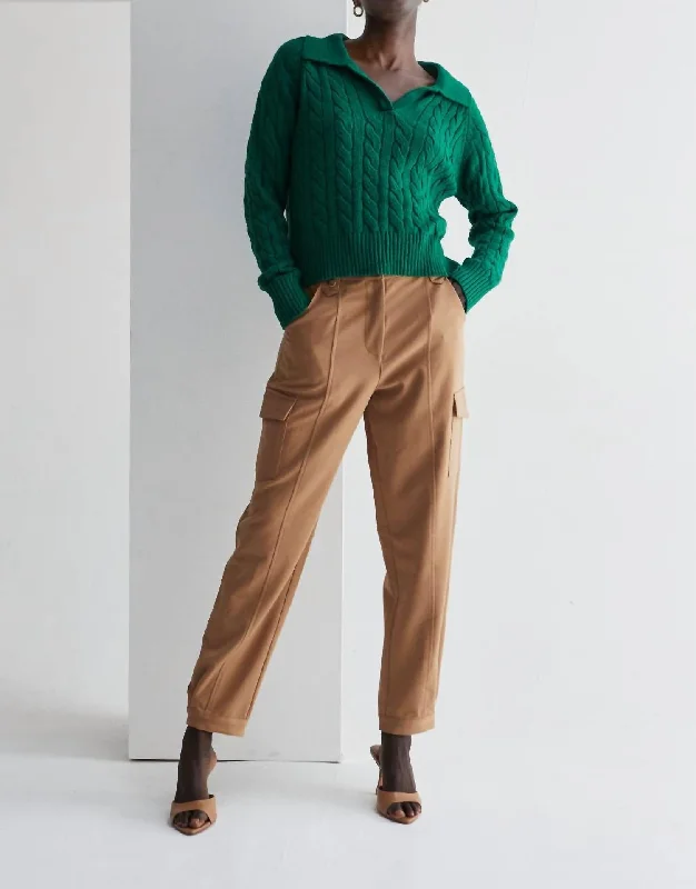 Vivian Pretzel Knit Top Sweater In Green Seamless Knitted Crochet