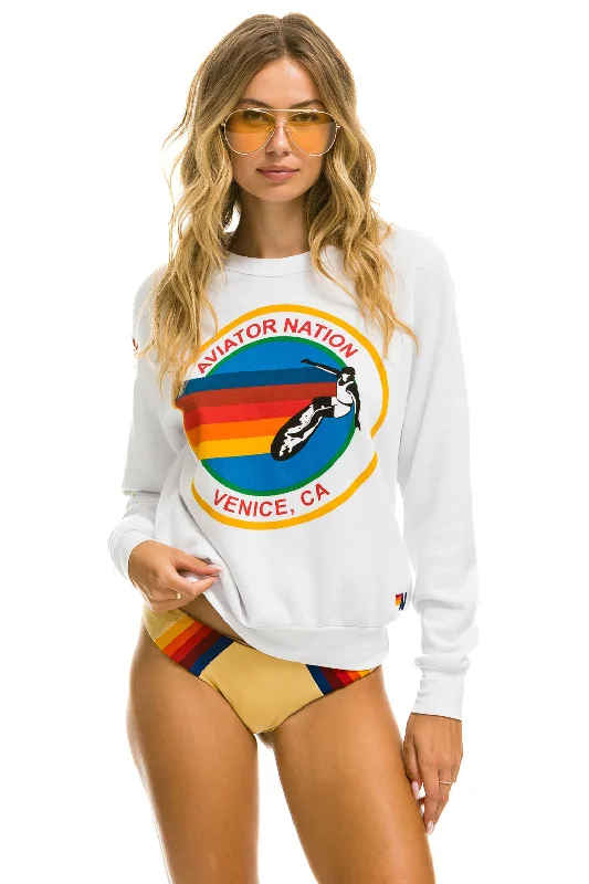 AVIATOR NATION SWEATSHIRT - WHITE Hoodie with Print Artistic Unique