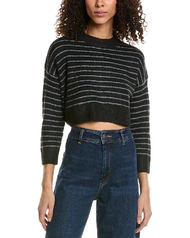 Isla Ciel Striped Sweater Embroidered Appliqued Beaded