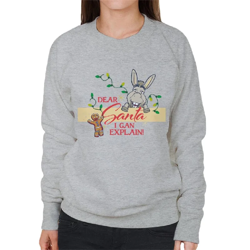 Shrek Christmas Donkey Dear Santa I Can Explain Women's Sweatshirt Hoodie with Half-Zip Sporty Casual Shrek Christmas Donkey Dear Santa I Can Explain Women's Sweatshirt Hoodie with Half-Zip Sporty Casual
