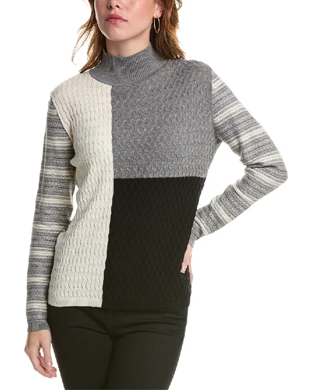 Edinburgh Knitwear Cable Patch Sweater High Neck Crew Neck V-Neck