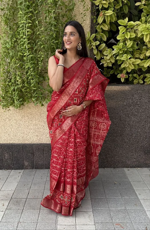 Women Party Wear Bandhani Printed Candy Cotton silk Saree with Un Stitched Blouse Sheer Mesh Blouse Women Party Wear Bandhani Printed Candy Cotton silk Saree with Un Stitched Blouse Sheer Mesh Blouse