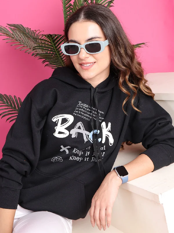 VimaL Jonney Regular Fit Black Printed Hoodie For Women Hoodie with Strings Custom Fit Adjustable VimaL Jonney Regular Fit Black Printed Hoodie For Women Hoodie with Strings Custom Fit Adjustable