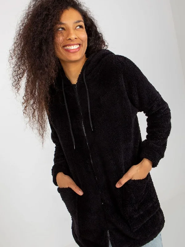 Sweatshirt Rue Paris Hoodie with Side Slits Relaxed Casual