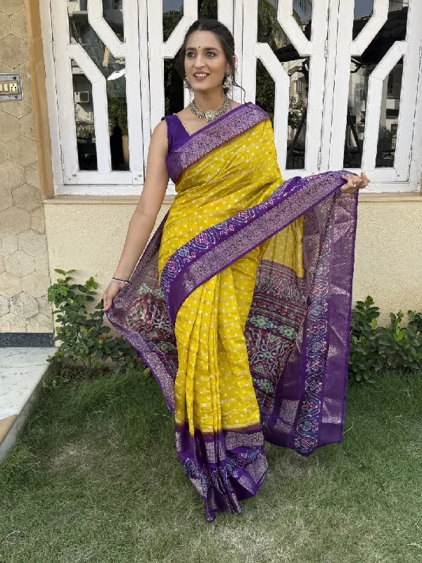Women Party Wear Bandhej Print Pure Candy Cotton Silk Saree with Un Stitched Blouse Office-Ready Blouse Women Party Wear Bandhej Print Pure Candy Cotton Silk Saree with Un Stitched Blouse Office-Ready Blouse
