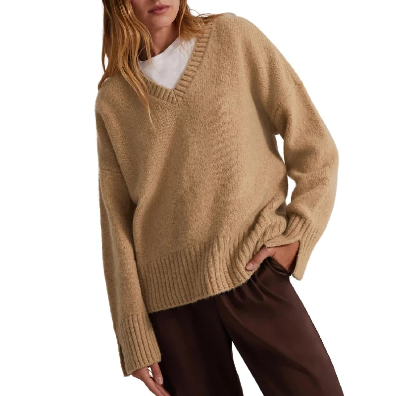 The William Sweater In Almond Mesh Fabric Canvas Fabric Denim Fabric