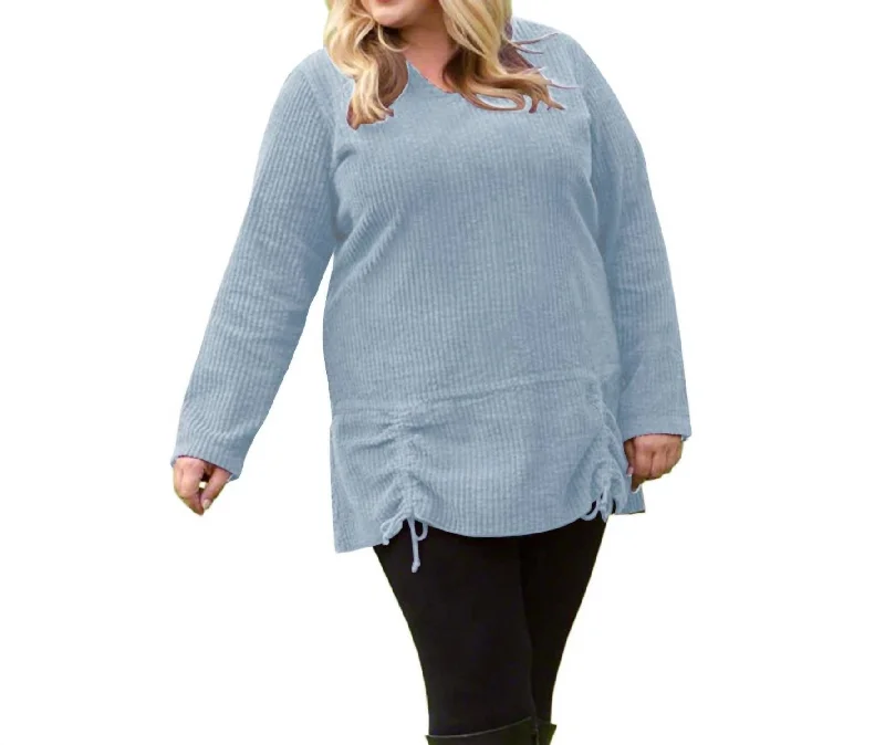 Channel Islands Chenille Long Sleeve Rayanne Sweater - Plus In Sanjuan Blue Bright Pastel Dark