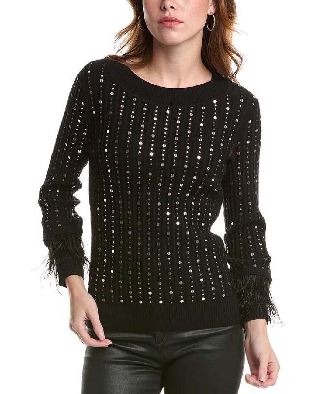 Edinburgh Knitwear Sequin Wool Sweater Fitted Slim Tailored