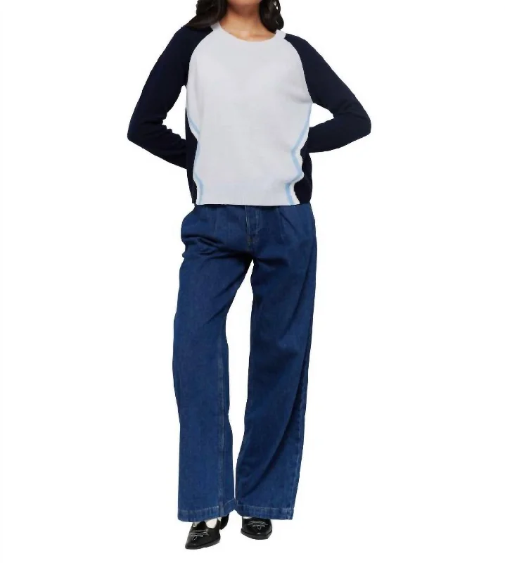 Side Wave Ivy Sweater In Willow Navy Soft Cozy Warm