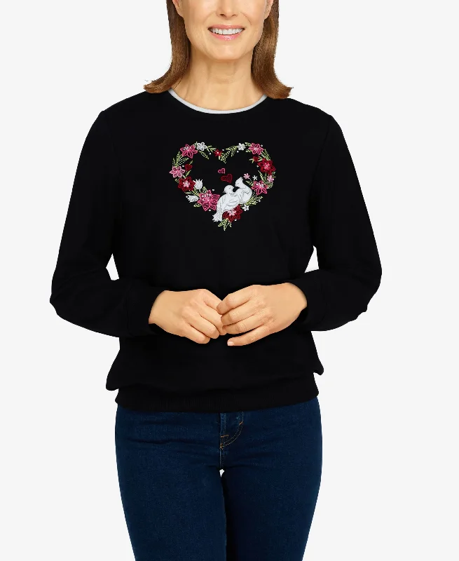 Missy Classics S2 Women's Lovebirds Heart Wreath Pullover Sweatshirt Top Hoodie with Thumb Holes Functional Cozy Missy Classics S2 Women's Lovebirds Heart Wreath Pullover Sweatshirt Top Hoodie with Thumb Holes Functional Cozy